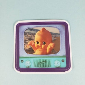 Kewpie Doll - Kewpie At The Beach Sticker - Television TV - Vintage Toy - Retro Decor - Pop Art - Weather Proof Sticker - Squeeky Toy -