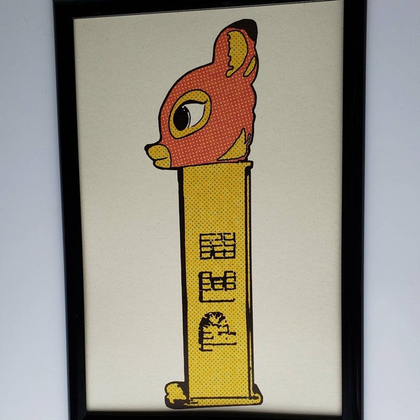 Vintage Candy Art - Pez Bambi - Pez Art - Deer Pop Art - Vintage Deer Pez Dispenser Retro Art - Deer Bambi - Eclectic Decor - Original Art