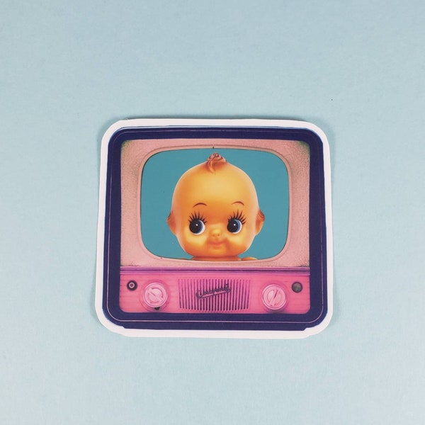 Kewpie Doll - Kewpie Sticker - Vintage Television TV - Vintage Toy - Retro Decor - Pop Art - Weather Proof Sticker - Squeeky Toy - Eclectic