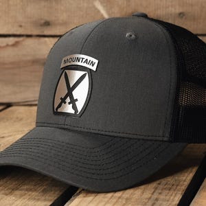 10th Mountain Division Brushed Metal Appearance Badge Hat - Officially Licensed U.S. Army