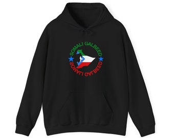 Unisex Heavy Blend Hoodie, Somali Hoodie, Somali Galbeed (Ogaden Region) Karte und Flagge bedruckter Hoodie.