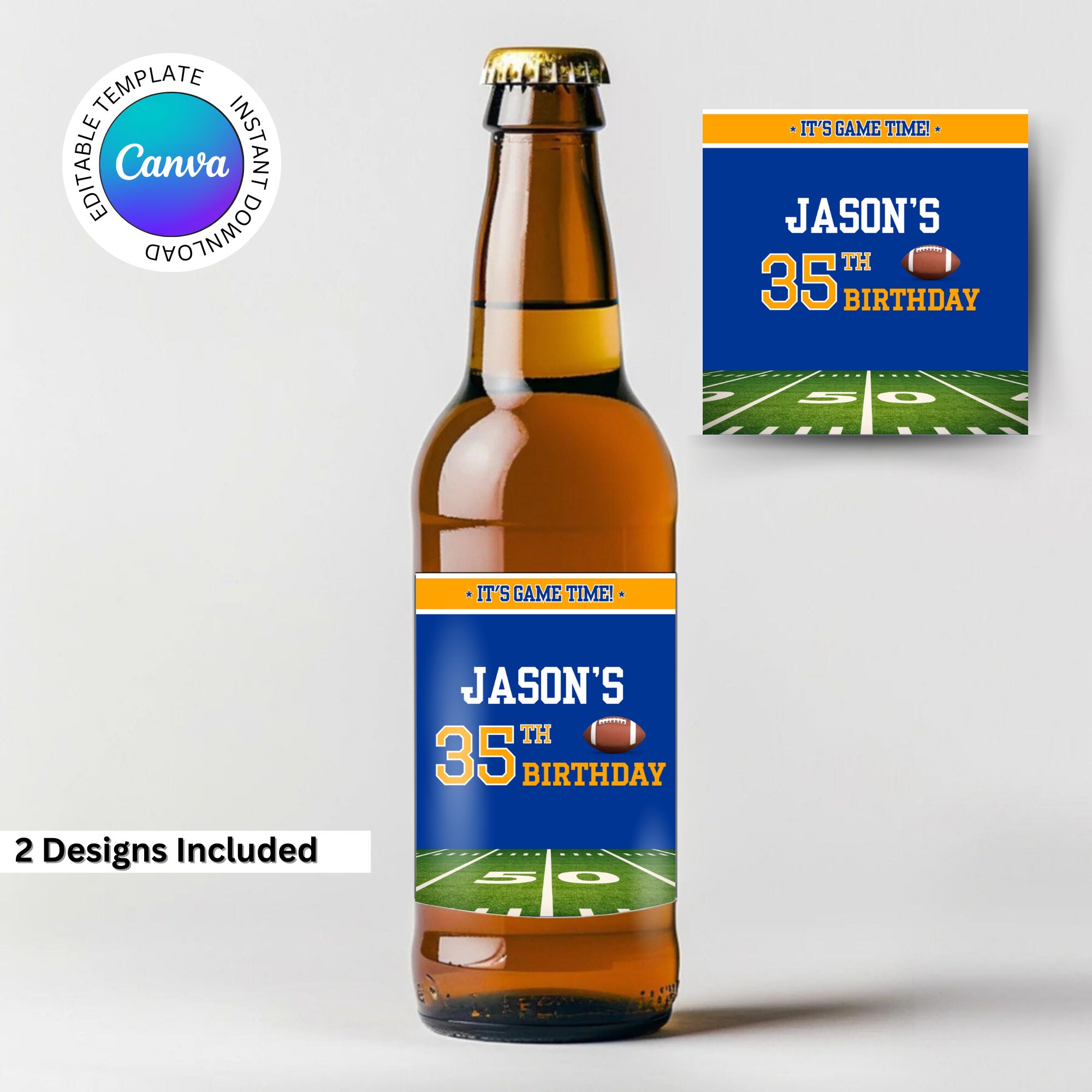 Blue & Yellow Los Angeles Football Team Birthday Party Printable Beer ...