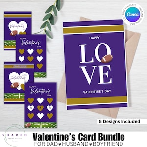 Carte à imprimer mauve et or de l'équipe de football de Baltimore pour la Saint-Valentin, fan de football papa mari petit ami Love Day - MODIFIER avec Canva