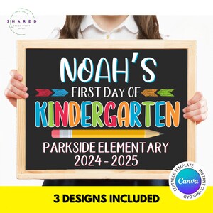 Editable First Day of School Sign, Printable Back to School Photo Prop, Colorful  Chalkboard Sign, Any Grade Reusable 1st Day of School