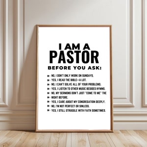 Arte de pared imprimible Soy un pastor, decoración de pared estética de moda para la oficina del pastor, regalo para un pastor, decoración de la habitación antes de preguntarle a un pastor, lienzo artístico
