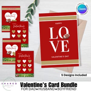 Carte à imprimer pour la Saint-Valentin de l'équipe de football de San Francisco, couleurs rouge et or pour papa, mari, petit ami, fan de football, jour de l'amour MODIFIER avec Canva