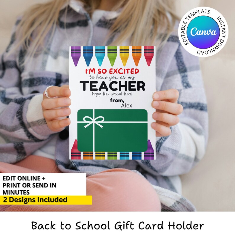 Editable Back to School Gift Card Holder, Printable Teacher Gift Card ...