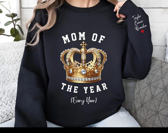Mom Of The Year PNG graphics, Mother's Day Gift Products Gold Crown T-Shirt DTF Transfer, Mom Birthday Gift On Iron Sublimation Graphic