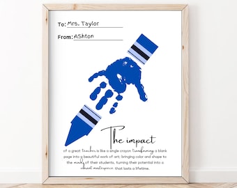 Printable Teacher Appreciation Hand Paint Art, Crayon Paint Art Worksheet, Personalized School Teacher Gift Student Art Activity Student Art