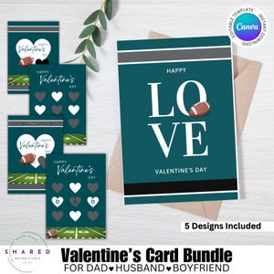 Carte imprimable verte et grise de l'équipe de football de Philadelphie pour la Saint-Valentin, fan de football papa mari petit ami Love Day - MODIFIER avec Canva