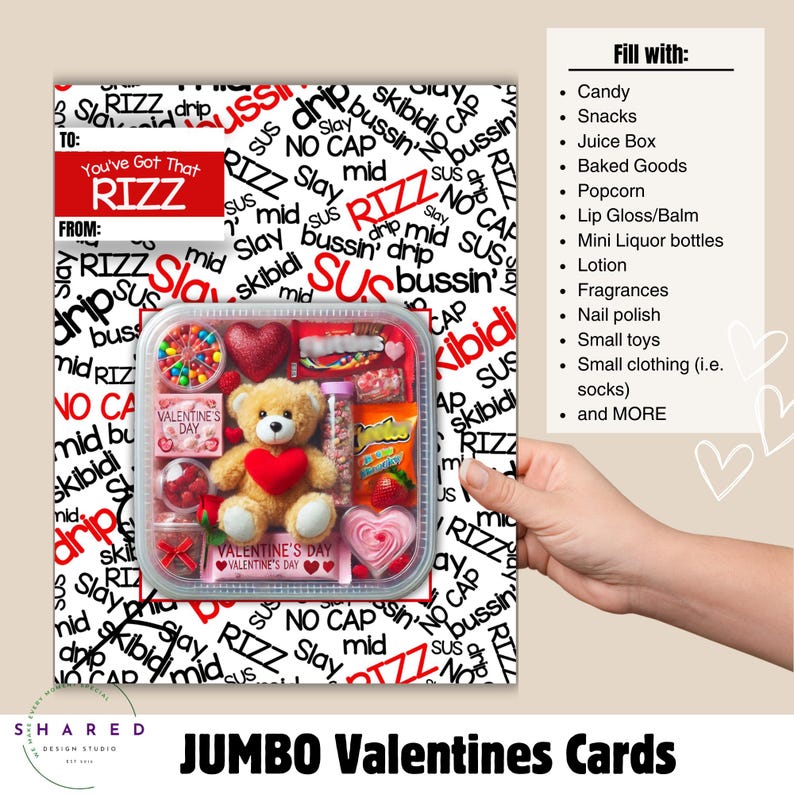 Slang Kids Jumbo DIY Valentine's Day Card Bundle, Printable Skibidi ...