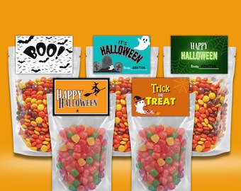 Bearbeitbares Halloween Treat Toppers Bundle Druckbare Süßes oder Saures Taschenanhänger Kinder Klassenzimmer Halloween Gruselige Geschenktüte Toppers Pack