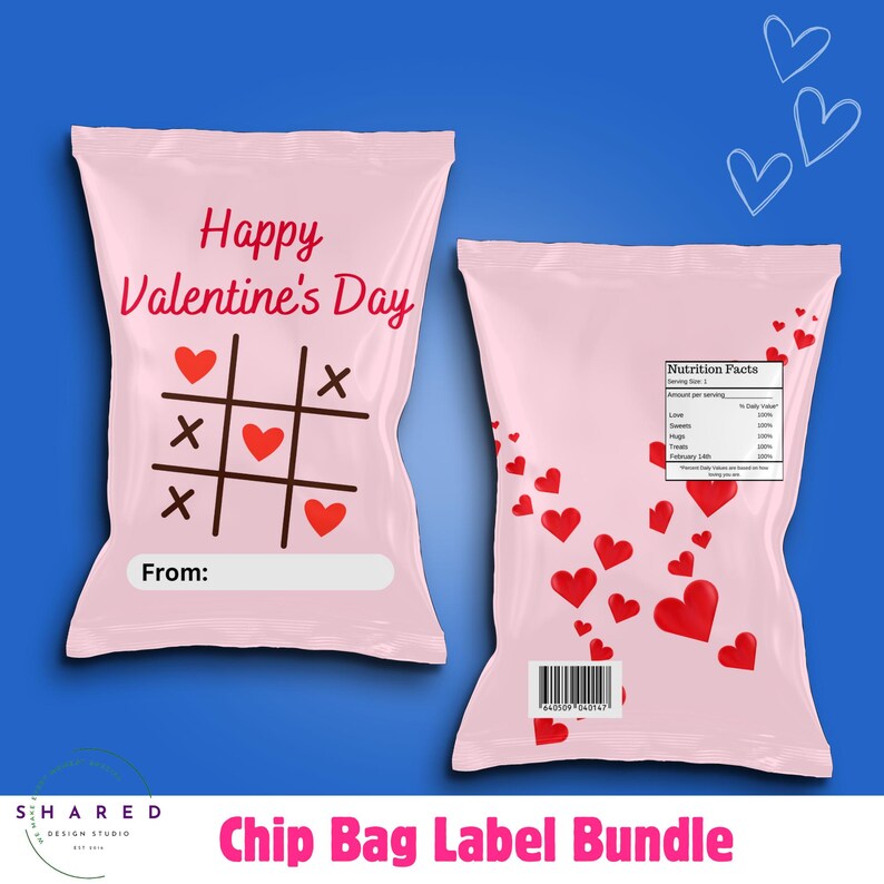 Chips Wrapper Label Editable Valentine's Day Chip Bag Label Bundle, Printable Red Pink ...
