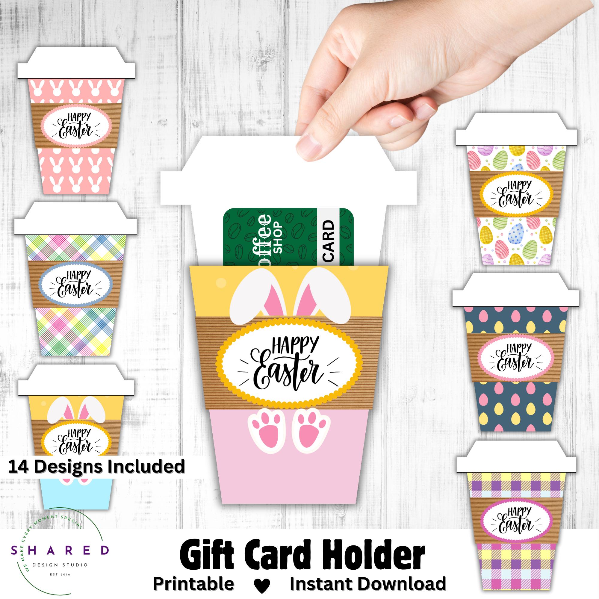 Easter Coffee Cup Gift Card Holder With Sleeve, Easter Bunny Gift Card ...