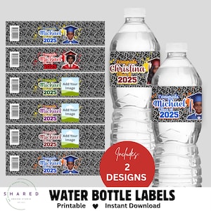 Etiqueta editable para botella de agua de graduación, envoltorio imprimible para botella de agua de cuaderno de composición, divertido recuerdo para fiesta de graduación, calcomanía preescolar