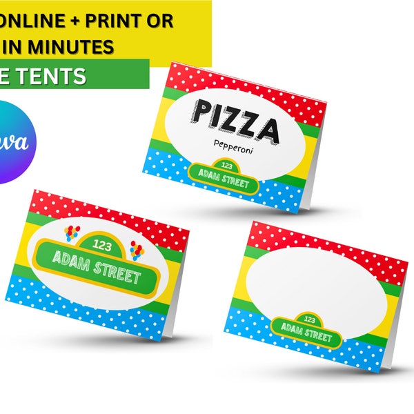 Editable Kids Primary Colors Sesame Street Birthday Party Printable Food signs Food Tents | Elmo Menu signs - EDIT with Canva