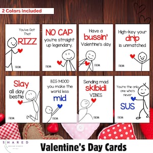 Slang Kids Valentine's Day Cards, Funny Printable Classroom Gift, Skibidi Rizz Sigma Vibes Cool Teen Tween School Vday, Boys Valentines