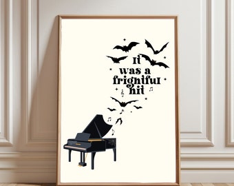 Printable Halloween Musical Wall Art, Bat Frightful Hit Art, Halloween Colorful Canvas Record Player Wall Art Set, Dorm Wall Decor Gallery