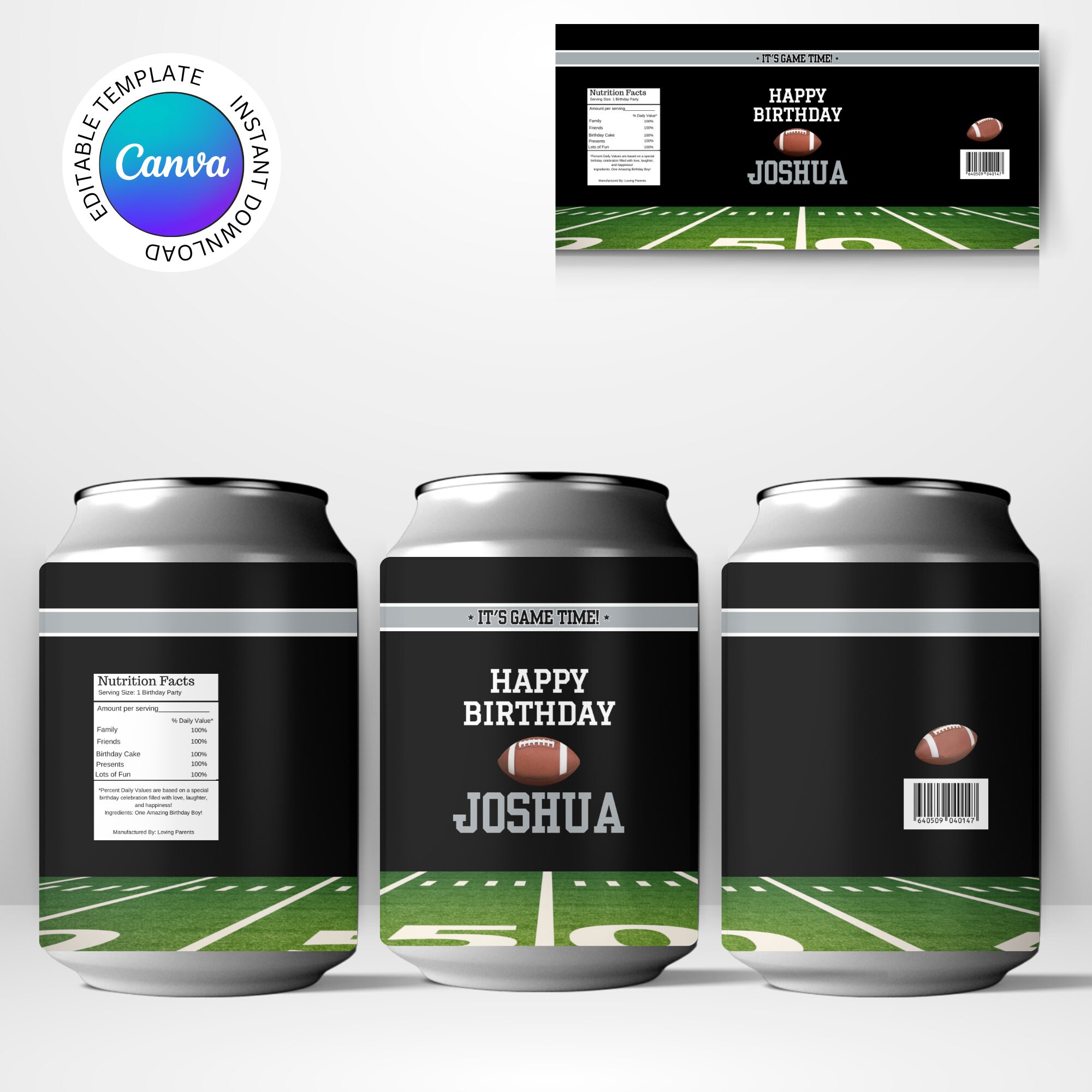 Black & Silver Colors Las Vegas Football Team Birthday Party Printable ...