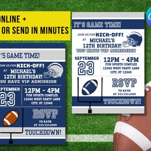 Blue & Silver Colors Dallas Football Team Birthday Party Printable Invitation - EDITABLE with Canva