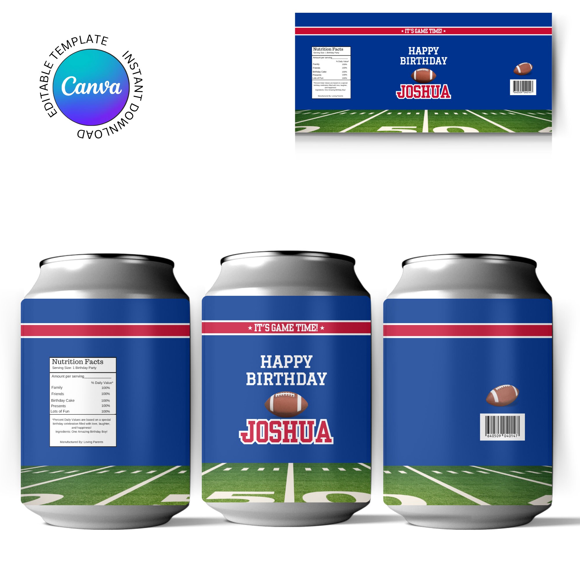 Blue & Red Colors Buffalo Football Team Birthday Party Printable Soad ...