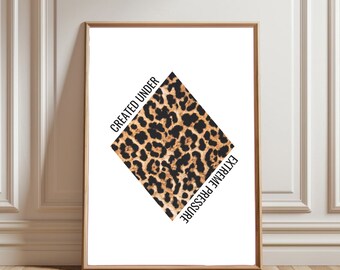 Printable Diamond Wall Art, Leopard Animal Print Wall Art, Trendy Playing Card Dorm Wall Decor, Trendy Print Poster Created Under Pressure