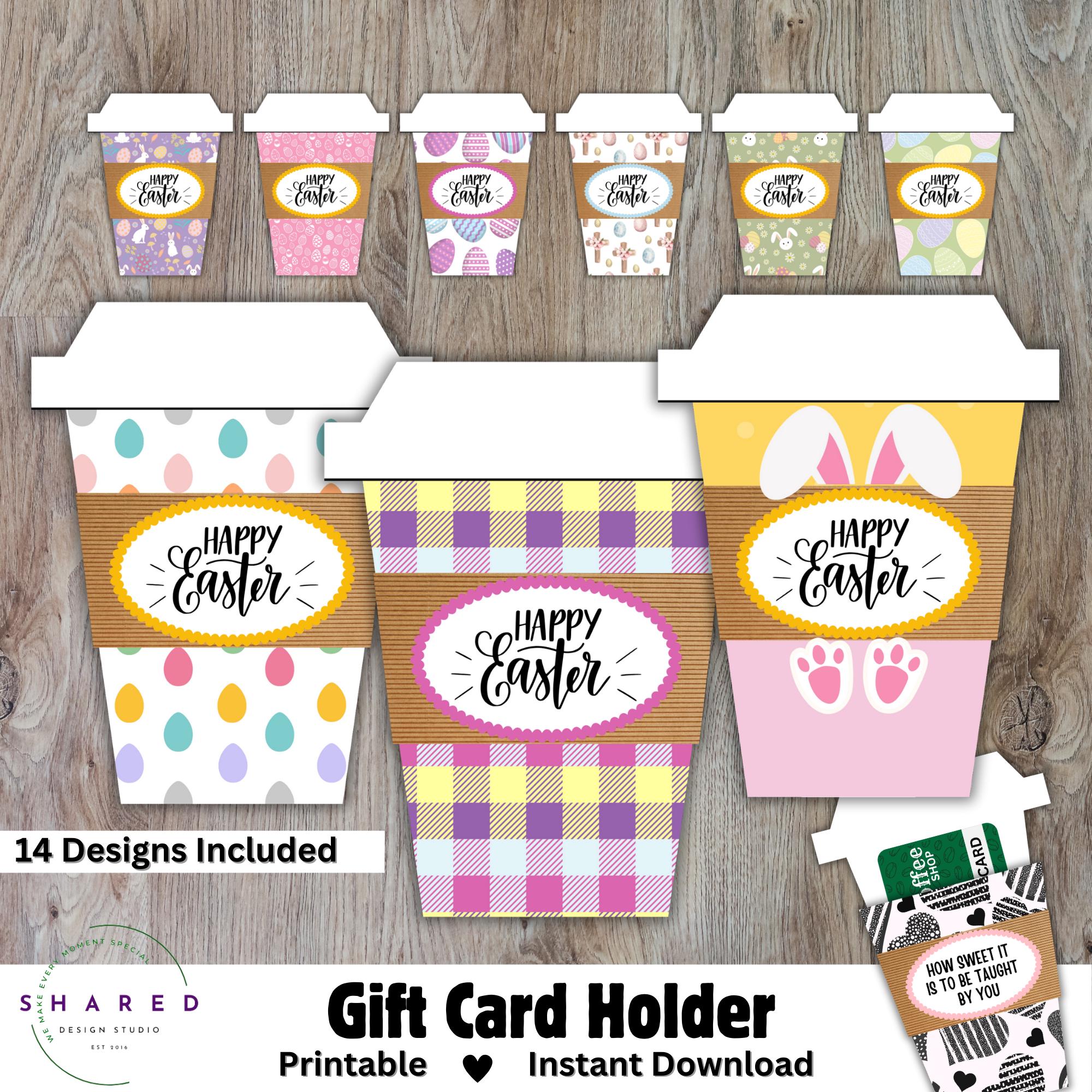 Easter Coffee Cup Gift Card Holder With Sleeve, Easter Bunny Gift Card ...