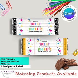 Editable Back to School Chocolate Bar Label, Printable Teacher Candy Bar Wrapper, 1st Day of School gift, Staff Gift, Teacher Appreciation