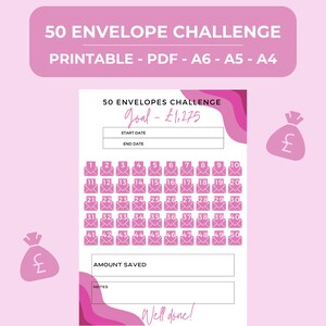 Digital Savings Challenges, 50 Envelopes Saving Challenge, Savings Challenges, Budgeting Challenge, Savings Challenge, Fun Savings Challenge
