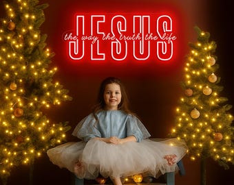 Jesus The Way The Truth The Life Neon Sign, Religious Neon Sign, Faith Neon Sign Decor, Christian Neon Sign Gift, Bible Verse, Jesus Lover