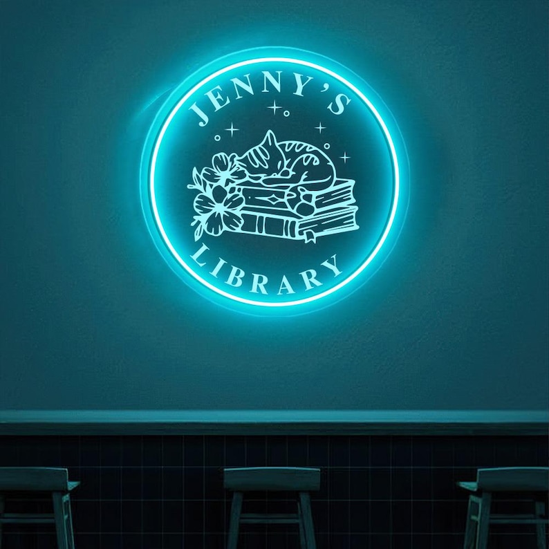 Personalized Library Neon Sign, Custom Book Neon Sign Decor, Bookish ...