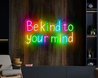 Be Kind To Your Mind Neon Sign, Library Neon Sign, Coffee LED Sign, Gracious Neon LED, Coffee Store Decor LED,Classroom Lights Up,Work Space