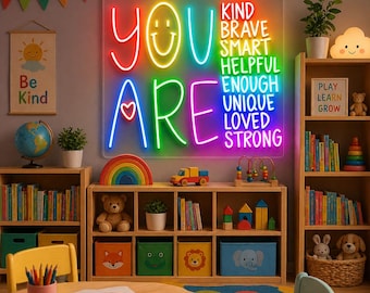 You Are Kind Neon Sign, Back To School Neon, Kindergarten Teacher Neon, First Day Of School Neon Sign, Teacher Appreciation Gift For Teacher