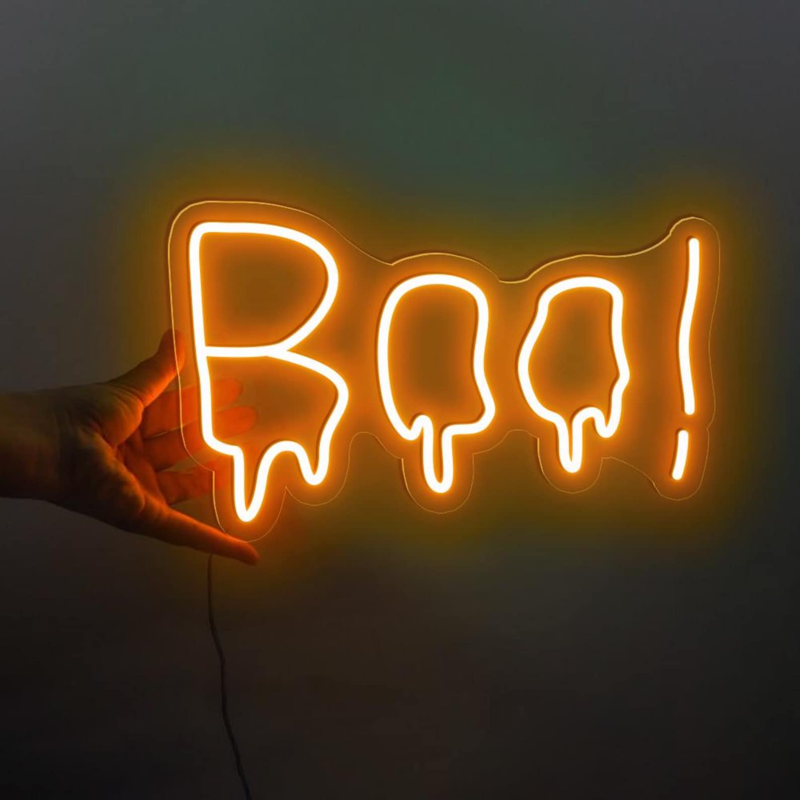 Boo Neon Sign, Dripping Text Neon Sign, Sweat Text Neon Sign, Custom ...