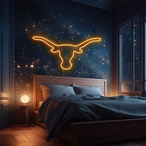 Longhorn Bull Neon Sign,Texas Custom LED Sign,Western Bull Lights Sign,Longhorn Cowboy Hanging Sign,Deer Horn LED Sign,Farm Meadow Light Art
