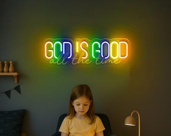 God is Good All The Time Neon Sign, Christian Neon Sign, Faith Neon Sign Gift, Womens Religious Neon Sign, Bible Verse, Jesus Lover Gift