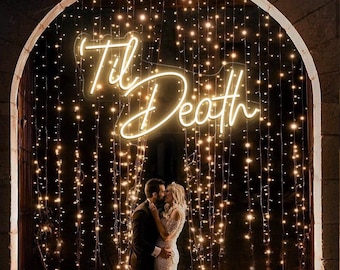 Til Death-neonbord, bruiloft-neonbord, aangepast neonbord, neonbord, neonbord, aangepast neonbord, bruiloft aangepast neonbord, bruiloft Til Death-neonbord