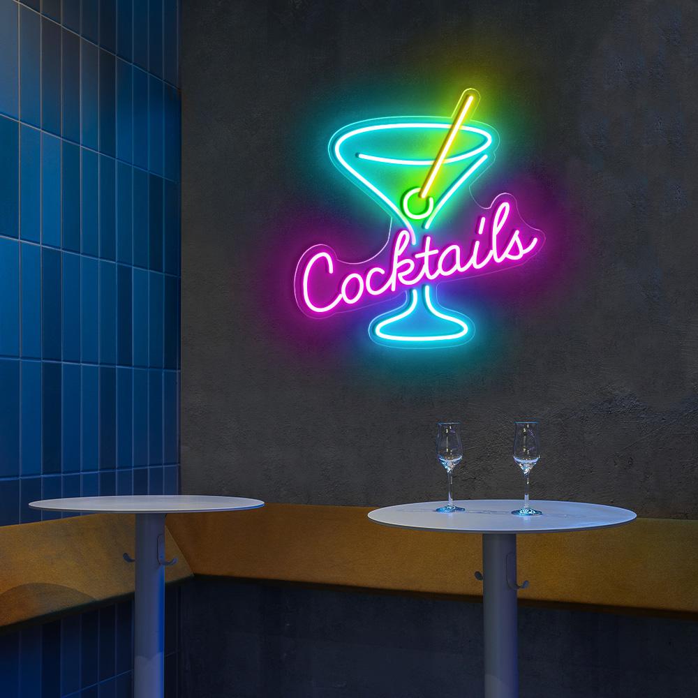 Cocktails Neon Sign, Martini LED Neon Sign, Martini Glass Neon Sign,pub ...
