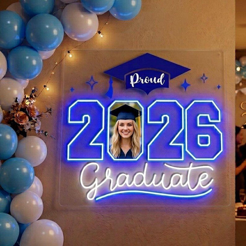 Graduation Led Version Personalized Graduation LED Sign 2026, Custom Photo Acrylic Neon Sign ...