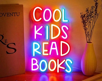 Library Neon Sign, Cool Kids Read Books Neon Sign, Coffee Book Light Sign, Custom Rainbow name LED Decor, Nerd Light Sign, Study Room LED