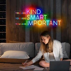 Enseigne au néon, citation arc-en-ciel pour chambre d'enfant, éducation colorée, néon pour l'école à la maison, néon affirmation d'enfant