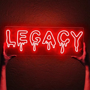 Insegna al neon Dripping Legacy, Insegna al neon Heritage, Dropping Legacy Light Up, Insegna LED per ragazzo, Insegna regalo per un amico, Nome testo lettera gocciolante personalizzata 12