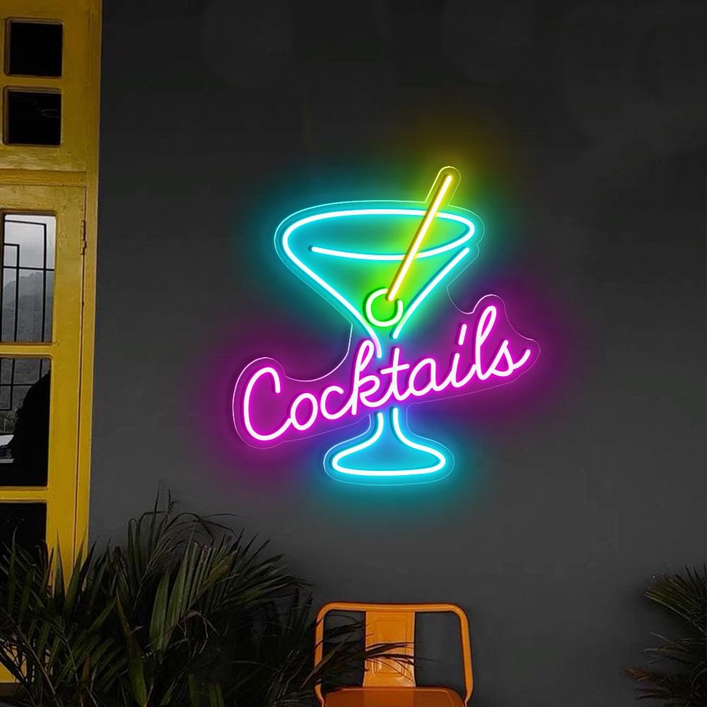 Cocktails Neon Sign, Martini LED Neon Sign, Martini Glass Neon Sign,pub ...
