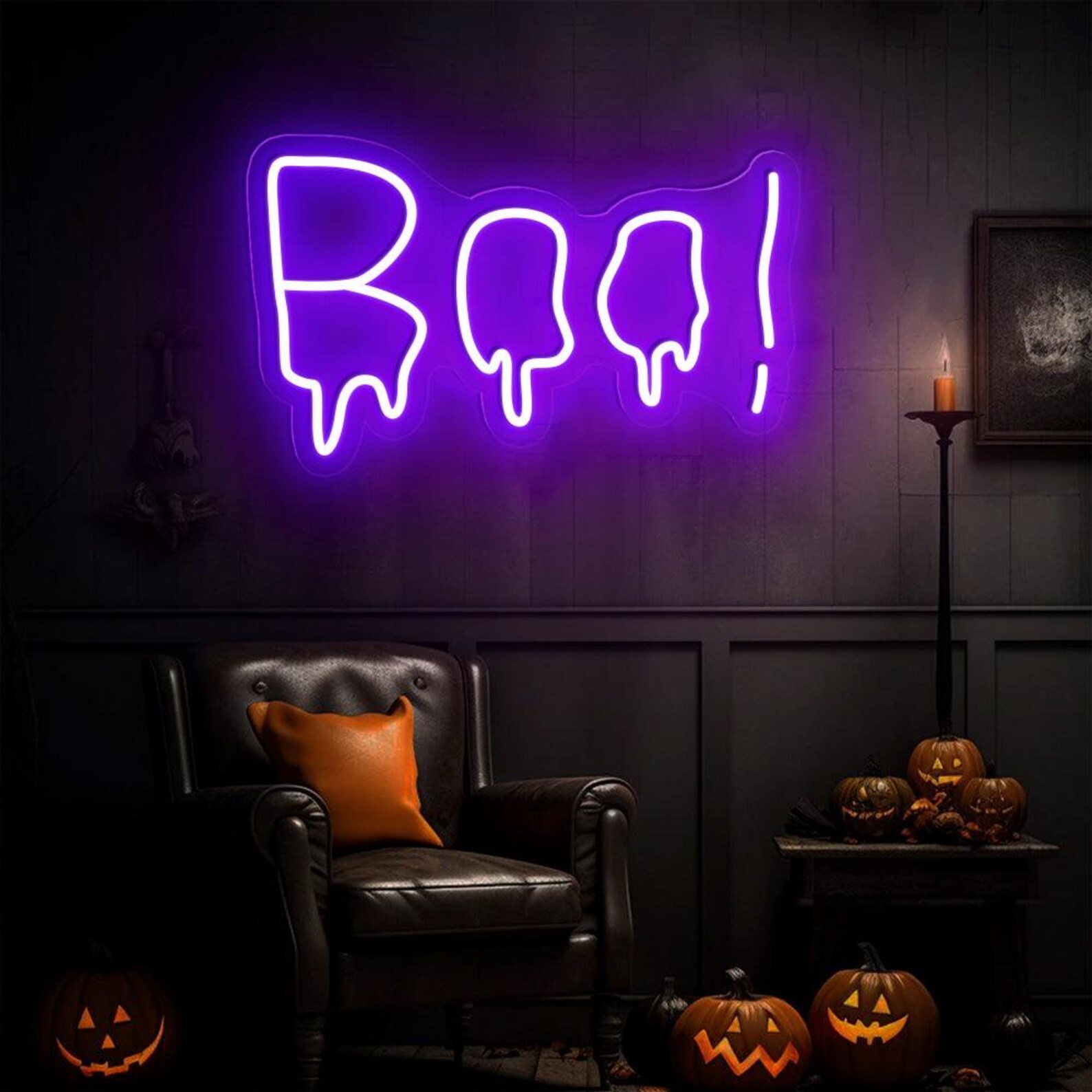 Boo Neon Sign, Dripping Text Neon Sign, Sweat Text Neon Sign, Custom ...
