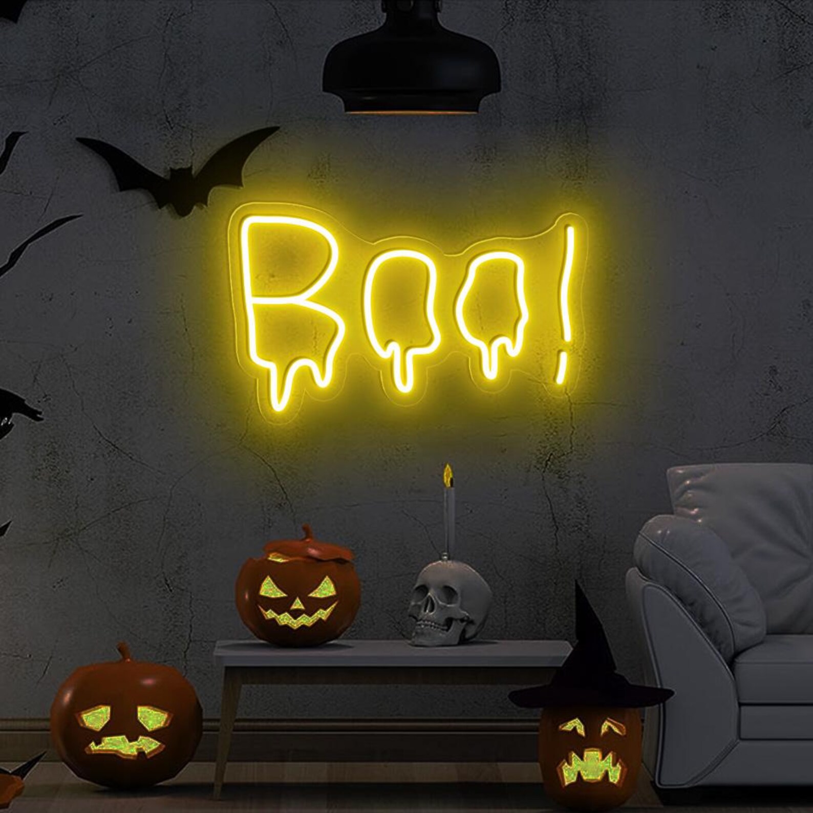 Boo Neon Sign, Dripping Text Neon Sign, Sweat Text Neon Sign, Custom ...
