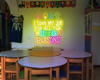 I Love My Job for All the Little Reasons Neon Sign, Teacher Love Neon Sign, Teacher Gift, Science Neon, Teacher School, School Counselor