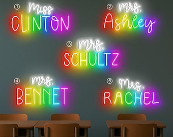 Teacher Gifts Personalized Neon, Custom Name Teacher Neon Sign, Gift For Teacher, Classroom Decor, Back To School Gift, Teacher Welcome Neon