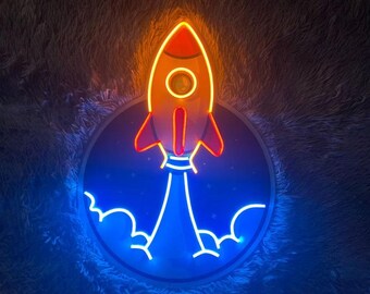 Rocket Neon Sign, Shuttle LED Sign,Plane Neon Sign, Galaxy Train Neon Sign, Universe LED Sign,Cosmos Plane Light Up,Sky Dream Neon Art Decor