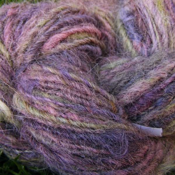 Handspun Alpaca Yarn RAINY SPRING 109yds 3.6oz 8wpi knitting supplies aspenmoonarts