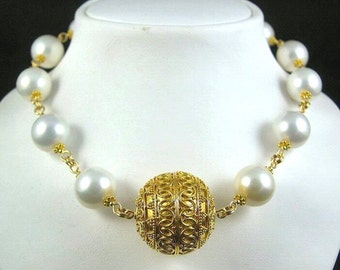 Persephone - Halskette aus Vermeil und Muschelperlen